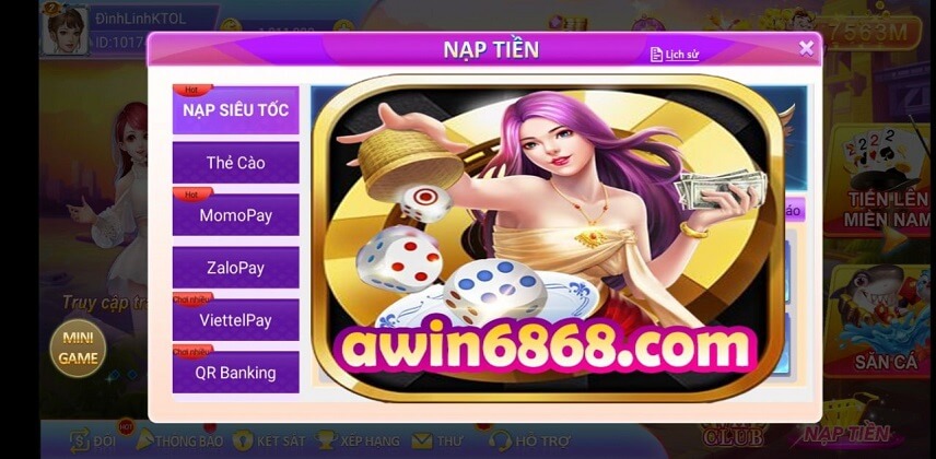 Phương thức nạp tiền bằng I – Banking tại cổng game Awin